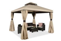 Lauko paviljonas su tinkleliu nuo uodų ir užuolaidomis Valencia 3x3m kreminės spalvos Garden Point