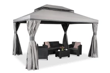 Lauko paviljonas su tinkleliu nuo uodų ir užuolaidomis Valencia 3x4 m pilkos spalvos Garden Point