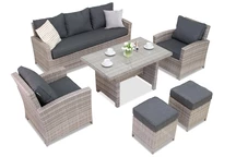 Sodo baldų komplektas Parma Apetito 5 su pufais Garden Point pilkų sodo