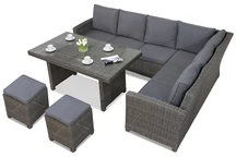 Išskirtinė kampinė sofa iš technoratano Bristol antracito spalvos Garden Point