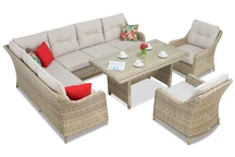 Komplektas iš technoratano Toledo Comida 7 smėlio spalvos Garden Point