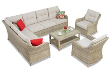 Komplektas iš technoratano Toledo Corner 7 smėlio spalvos Garden Point