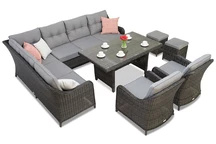 Komplektas iš technoratano su kampine sofa Toledo Comida 7 antracito spalvos Garden Point