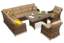 Komplektas iš technoratano su kampine sofa Toledo Comida 7 rudos spalvos Garden Point