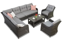 Komplektas iš technoratano su kampine sofa Toledo Corner 7 antracito spalvos Garden Point