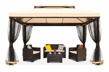 Kreminės spalvos lauko paviljonas su tinkleliu nuo uodų Valencia 3x4 m Garden Point