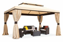 Kreminės spalvos lauko paviljonas su užuolaidomis Valencia 3x4m Garden Point