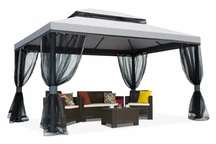 Pilkas sodo paviljonas su tinkleliu nuo uodų Valencia 3x4 m Garden Point