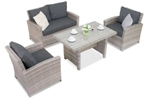 Sodo baldai iš technoratano Parma Apetito 4 pilkos spalvos Garden Point