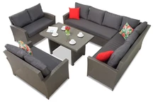 Sodo baldų komplektas su kampine sofa Parma Comida 9 antracito spalvos Garden Point 