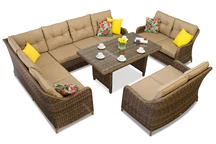Sodo baldų komplektas su kampine sofa Toledo Comida 9 rudos spalvos Garden Point