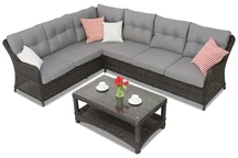 Sodo kampinė sofa su staliuku Toledo Corner antracito spalvos Garden Point