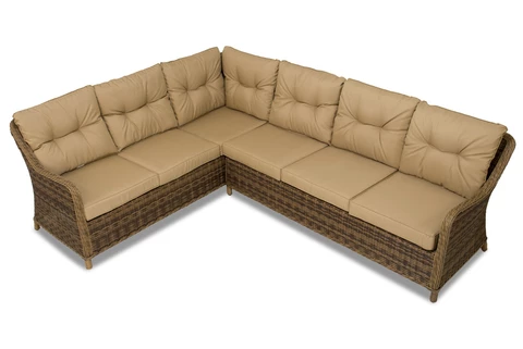 Sodo kampinė sofa su staliuku Toledo Corner rudos spalvos Garden Point