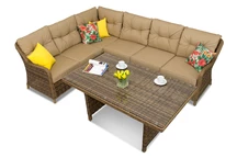 Sodo kampinė sofa su stalu Toledo Comida 5 rudos spalvos Garden Point