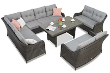 Sodo komplektas su kampine sofa Toledo Comida 9 Garden Point antracitas
