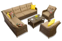 Sodo komplektas su kampine sofa Toledo Corner 7 rudos spalvos Garden Point