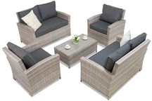 Baldų komplektas iš technoratano Parma Coffee 6 pilkos spalvos Garden Point