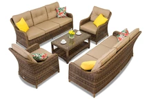 Prabangus baldų komplektas iš technoratano Toledo Coffee 8 rudos spalvos Garden Point