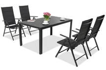 Aliuminiai lauko baldai polywood Verona 4 asmenims juodos spalvos
