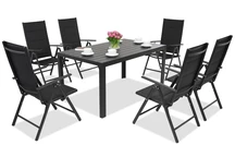 Aliuminiai lauko baldai polywood Verona 6 asmenims Garden Point juodos spalvos