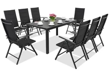Aliuminiai lauko baldai polywood Verona 8 asmenims Garden Point juodos spalvos