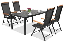 Aliuminiai lauko baldai polywood Verona Wood 4 asmenims Garden Point juodos spalvos