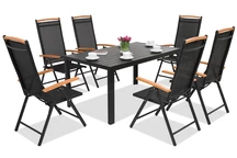 Aliuminiai lauko baldai polywood Verona Wood 6 asmenims Garden Point juodos spalvos