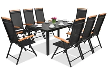 Aliuminiai lauko baldai polywood Verona Wood 8 asmenims Garden Point juodos spalvos