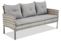 &quot;Bari Garden Point&quot; trijų vietų technorattano sofa šviesiai pilka