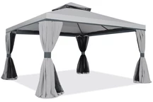 Lauko paviljonas su tinkleliu nuo uodų ir užuolaidomis Valencia 4 x 4 m pilka Garden Point