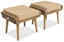 Sintetinio ratano lauko pufas Bilbao rudos spalvos Garden Point - 2 vnt.