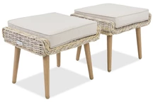 Sintetinio ratano lauko pufas Bilbao smėlio spalvos Garden Point - 2 vnt.