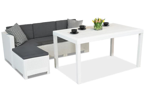 Sintetinio ratano poilsio baldų komplektas &quot;Colorado Relax Corner&quot; 4 baltos spalvos &quot;Bica&quot;