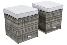 Sintetinio ratano pufas Monaco pilkos spalvos Garden Point - 2 vnt.