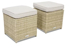 Sintetinio ratano pufas Monaco smėlio spalvos Garden Point - 2 vnt.