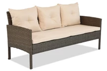 Sintetinio ratano trivietė sofa Bari rudos spalvos Garden Point