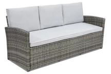 Sintetinio ratano trivietė sofa Monaco pilkos spalvos Garden Point