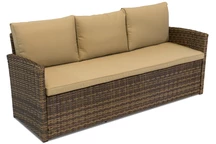 Sintetinio ratano trivietė sofa Monaco rudos spalvos Garden Point