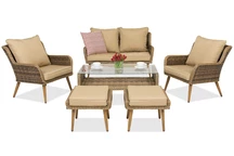 Sodo baldai Bilbao Coffee 4 + 2 pufai Garden Point rudi