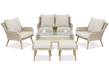 Sodo baldai Bilbao Coffee 4 + 2 pufai Garden Point smėlio spalvos