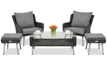 Sodo baldai Bilbao Terrace + 2 pufai Garden Point antracito spalvos