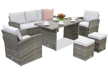 Sodo baldai Monaco Apetito 5 + 2 pufai Garden Point pilkos spalvos