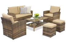 Sodo baldai Monaco Coffee 4 + 2 pufai Garden Point rudi