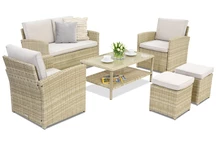 Sodo baldai Monaco Coffee 4 + 2 pufai Garden Point smėlio spalvos