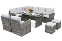 Sodo baldai Monaco Comida 7 + 2 pufai Garden Point pilkos spalvos