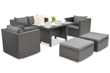 Sodo baldai iš technoratano Roma Apetito 4 + 2 pufai Garden Point antracito spalvos