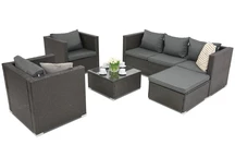 Sodo baldai iš technoratano Roma Corner 6 Garden Point antracito spalvos