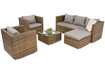 Sodo baldai iš technoratano Roma Corner 6 Garden Point rudos spalvos