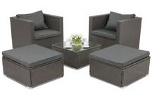 Sodo baldai iš technoratano Roma Terrace + 2 pufai Garden Point antracito spalvos