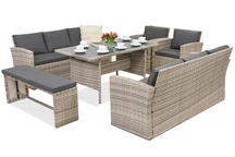 &quot;Marseille Apetito 10 Garden Point&quot; pilkos spalvos technorattan sodo baldai